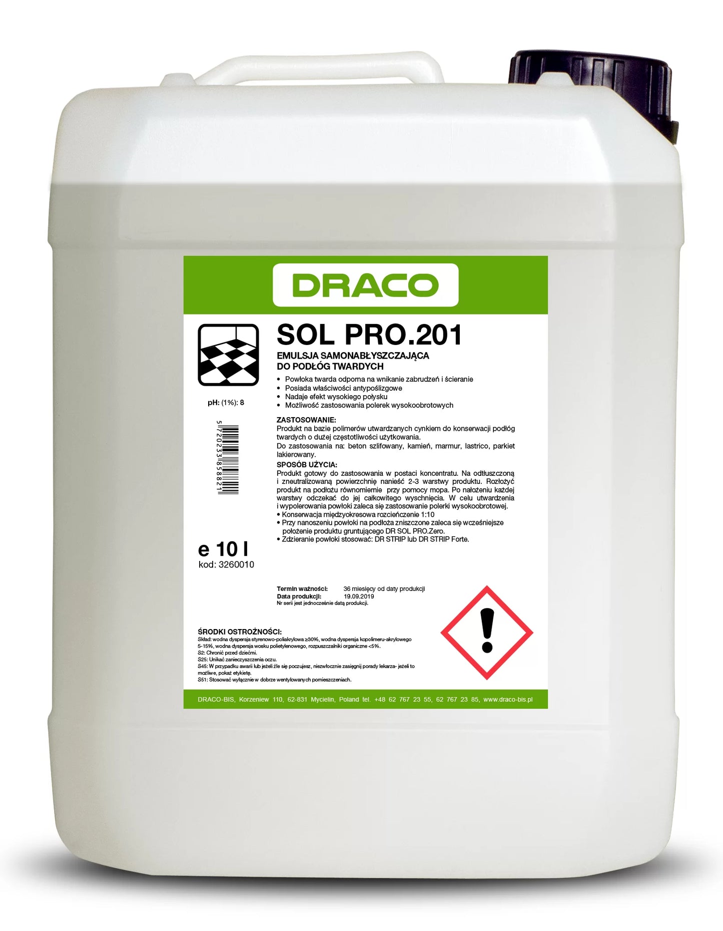 SOL PRO.201 savaiminio blizgesio emulsija kietoms grindims